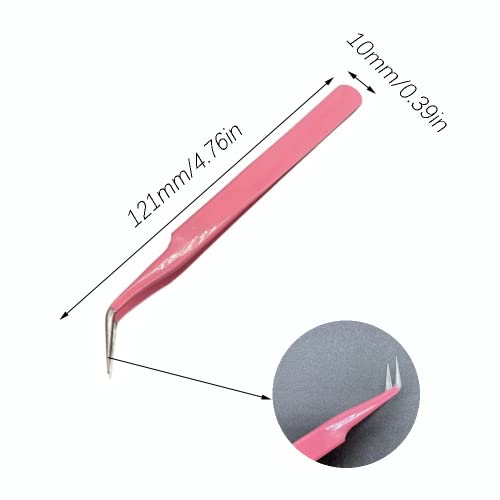 2 Pcs Eyelash Extension Tweezers - Straight & Curve Tip, Stainless Steel - Image 3