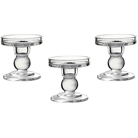 OYATON Glass Candle Holders for 3 inches Pillar Candle or 7/8 inch Taper Candle, Decorative Unity Candle Holder Set of 3 for Wedding Ceremony Set，Glass Candlestick Holder for Table or Home Decoration Cover