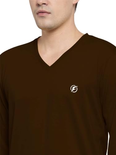 Image of Friskers Men's V-Neck Full Sleeves T-Shirt Blended Cotton with Elastane