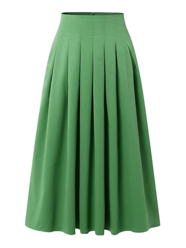 Women’S Pleated Long Skirt High Waist A-Line Party Workwear Non Stretch Regular Fit Ankle Length Formal Style3