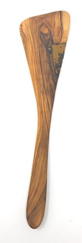 AramediA Wooden Cooking Utensil Olive Wood Spatula - Handmade and Hand Carved By Bethlehem Artisans near the birthplace of Jesus 125 x 25 x 03