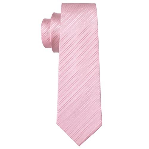 Image of Barry.Wang Tie Sets for Men Silk Stripe Necktie Woven Checkered Handkerchief Cufflinks Formal Business Wedding