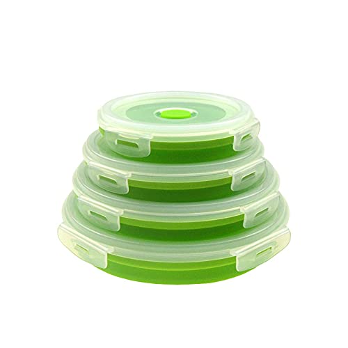AIJUN Collapsible Lunch Bento Box, 3 Sizes Portable Silicone Food Storage Container Saves Space for Outdoor Picnic Camping Kitchen Storage Dinnerware Heated Food Container(300ML,500ML,800ML)