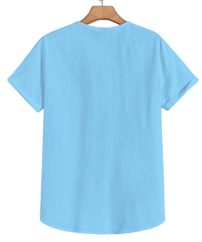 Image of Men's White Cotton Half Sleeve Kurta with Mandarin Collar, Urban Style for Summer Wear Kurta-24