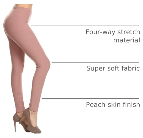 Image of Leggings Depot Women's High Waist Leggings Soft 1 inch Waistband Solid Pants - Regular, Plus, 1X3X, 3X5X