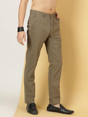 Image of Thomas Scott Men's | Solid | Light Weight | Breathable Fabric | 4 Pockets | Mid Rise | Slim Fit | 100% Cotton | Button Waist | Chino Trouser | Pants