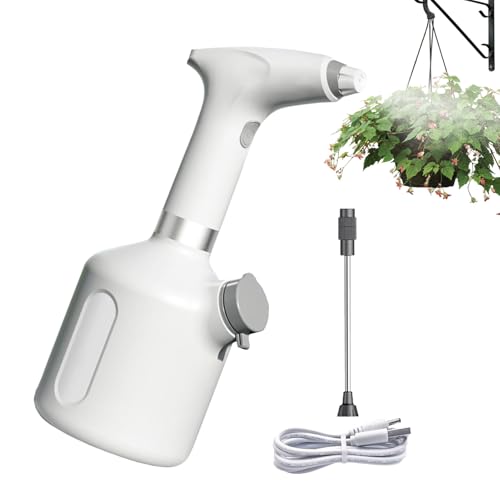 Botella pulverizadora portátil recargable de 1000 ml, boquilla ajustable, botellas de spray recargables automáticas, para regar flores, plantas, arbustos, hogar, interior y exterior