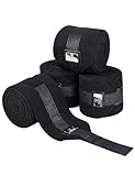 Harrison Howard Horse Polo Wraps Upgrade with Bling Leg Wraps for Horses 4-Pack Fleece Leg Wraps Stable Supplies Black M