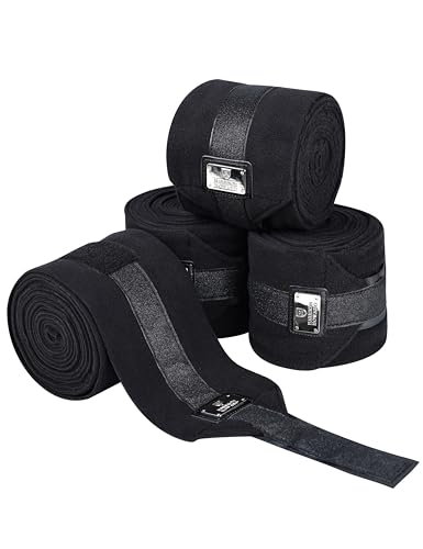 Harrison-Howard-Horse-Polo-Wraps-Upgrade-with-Bling-Leg-Wraps-for-Horses-4-Pack-Fleece-Leg-Wraps-Stable-Supplies-Black-L Harrison Howard Horse Polo Wraps Upgrade with Bling Leg Wraps for Horses 4-Pack Fleece Leg Wraps Stable Supplies Black L - Image 1
