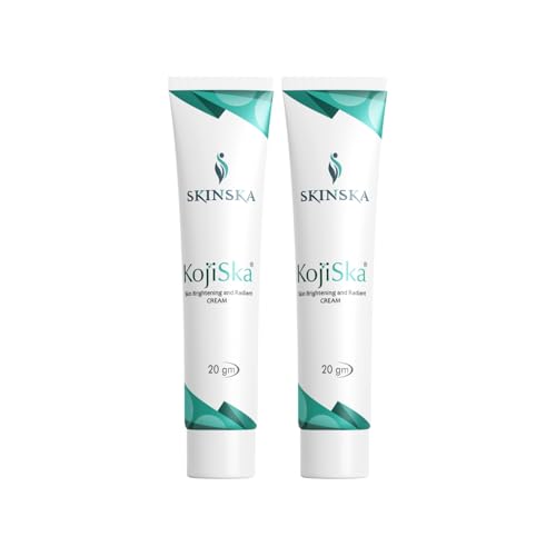 Image of SKINSKA NATURALS Kojiska Skin Brightening and Radiant Cream 20g with 2% Kojic Acid, Arbutin & Glutathione - Reduce Pigmentation, Scars, Melasma, Wrinkles & Dark Spots, Face Cream for Men /Women (Pack of 2)