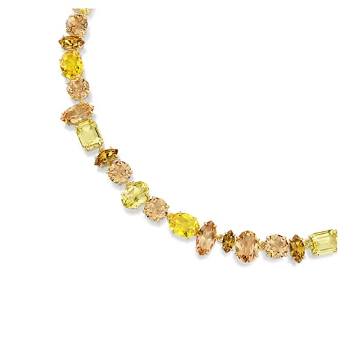 Swarovski Gema Tennis necklace, Mixed cuts, Yellow, Gold-tone plated4