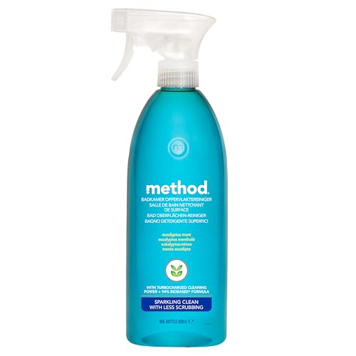 method Badezimmerreiniger Spray, entfernt Seifenreste und Kalkablagerungen, kraftvoller Reiniger mit frischem Duft, 1 x 828 ml