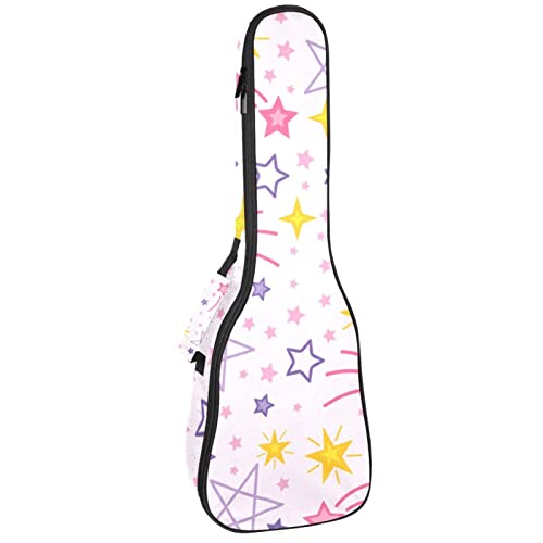 Sac à dos pour ukulélé de concert jaune et rose à motif étoile