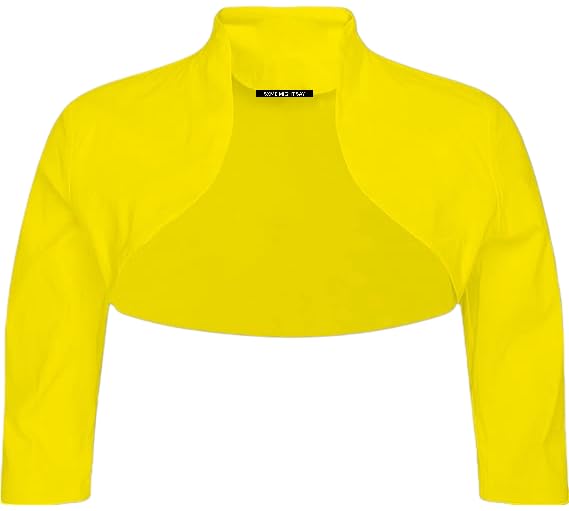 New Girls' Stylish Cropped Bolero Shrug – Open Front Plain Long Sleeve Cardigan