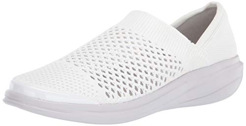 BZees Womens Charlie Slip-ons Loafer, White, 8.5 US