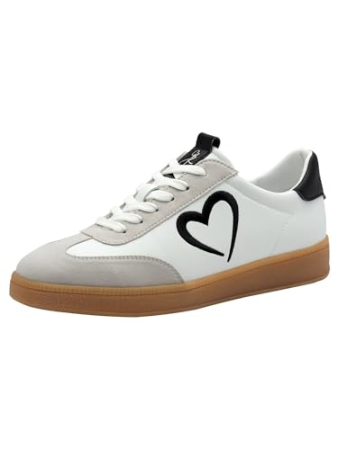 MARCO TOZZI by Guido Maria Kretschmer Damen Sneaker flach mit Schnürsenkeln Freizeit, Weiß (White/Black), 38 EU