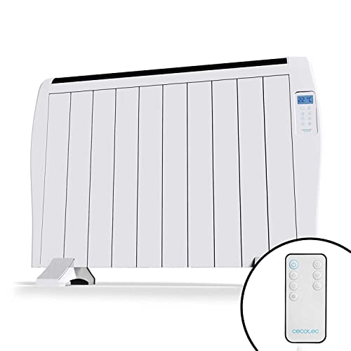 Cecotec Radiador Eléctrico Bajo Consumo Ready Warm 2000 Thermal. 10 Elementos, 1500W, De pared o pie, 3 Modos, Temporizador, Mando, Pantalla LED, Blanco