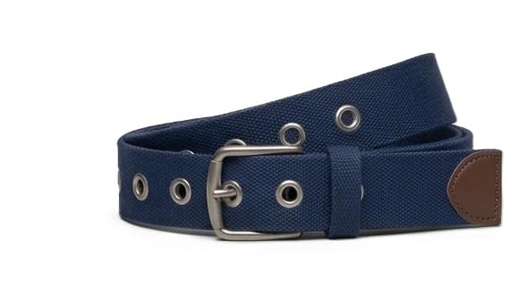 Blue Cotton Canvas Belt for Men, Double Eyelet Row, Size 28-34-image-26