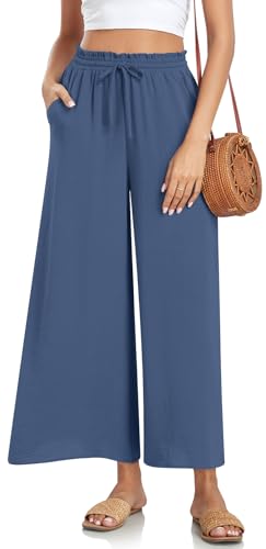 Bestbee Women's Palazzo Pants Dressy Casual Wide Leg Slacks Elastic Waist with Pockets2