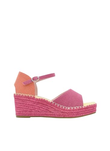 Azarey Alpargatas DE CUÑA Fucsia Y Coral con Hebilla -