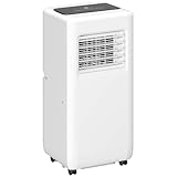 HOMCOM Mobile Klimaanlage 3-in-1 2,6 kW Klimagerät 9000 BTU mit Kühlung, Luftentfeuchter und Ventilator, Automatik Luftkühler mit Abluftschlauch, Fernbedienung, Timer und Kindersicherung, Weiß