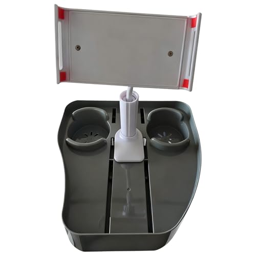 yeeplant Soporte para teléfono con portavasos para bañera de hidromasaje, mesa de bandeja de bebidas de 10.7 pulgadas, ángulo ajustable, material ABS, uso en interiores y exteriores