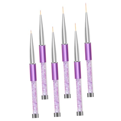 PACKOVE 6 Piezas Pluma De Dibujo De Arte De Uñas Delineador De Esmalte De Uñas Arte De Uñas Para Esmalte En Gel Suministros Pluma De Arte De Uñas Clavo Violet Aleación De Aluminio