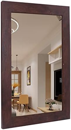 Syndra Wall-Mount Mirror Rectangular Rustic Mirror for Bedroom, Living Room, Bathroom,Corridor,Entryway,Vanity,Farmhouse Decor,Vertical or Horizontal Hanging 20" x 28" Walnut Brown