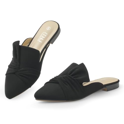 Image of MUSSHOE Comfort Mules for Women: 1 Pair for Commute-to-Desk | Pointed Toe Slip on Dressy Work Flats for Office Business Casual