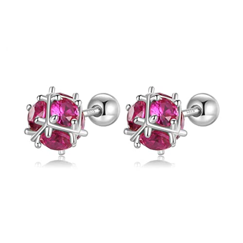 Boucles d'oreilles à vis rouges argent 925 pour illuminer vos soirées