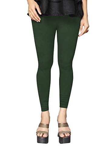 Image of Women's Cotton Skinny Leggings with Ankle Length Solid Pattern Mid Rise and Elastic Closure | Cotton Skinny Leggings for Womens