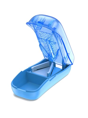 VVM Pill Cutter for Small Pills, Pill Splitter Cutter with Blade Guard, Pill Cutter Splitter, Pill Splitter for Small Pills, Pill Cutter for Tiny Pills, Small Pill Cutter for Tiny Round Pills - Blue