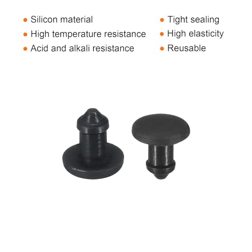 Image of MECCANIXITY Silicone Snap in Locking Hole Plugs Rubber Panel Seal Cover Flush Type Panel Round for Kitchen Rubber Bulkheads Waterproof Sealing Plugs 2.5mm /0.1 Inch Diameter Black,Pack of 20