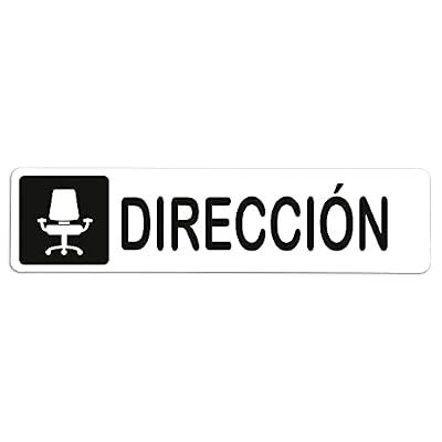 Becral® - Señal adhesiva de PVC DIRECCION | Placa puerta PVC BLANCO | Señal informativa | Cartel Puerta 200X50mm
