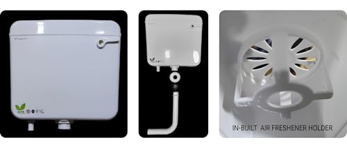 Image of Clay Plus Premium Grade Ceramic EWC Western Toilet Floor Mount Commode for Bathroom /Office /Hospital /School With Slow Close Slim Seat Cover (SQUARE COMMODE & SILVERSIDE FLUSH TANK)