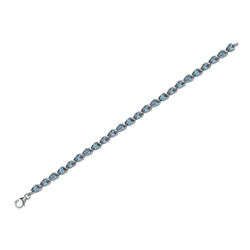 PEORA London Blue Topaz Teardrop Tennis Bracelet for Women 925 Sterling Silver, Natural Gemstone, 9.50 Carats total Pear Shape 6x4mm, 7 ? inch length, December Birthstone Bracelet, w/Jewelry Box4