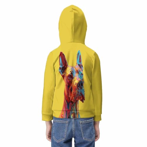 Sweat à capuche lévrier avec imprimé 3D chiot cool pour ado - 6