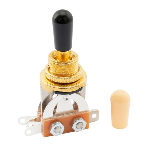 Musiclily Métrica Selector de Pastillas Toggle Switch 3 Posiciones para Guitarra Eléctrica Epiphone Les Paul LP, Dorado con Botonera Crema