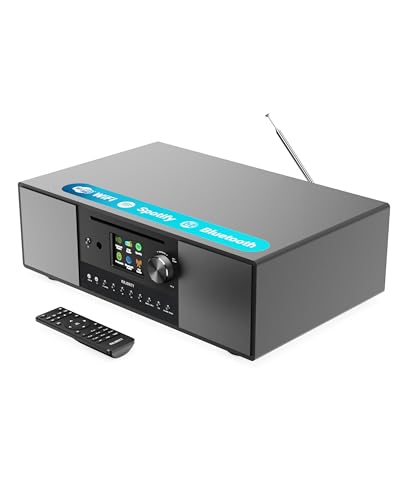 Radio Internet, Lecteur CD, Radio FM Dab+ et Caisson de Basses Puissant | Système Stéréo 2.1 120W | Bluetooth Activé | Spotify Connect et Podcasts |...
