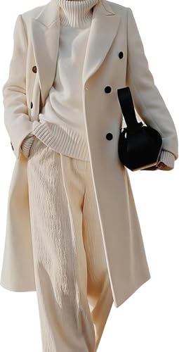 Juankrynord Otoño e Invierno Abrigo de Mujer de Doble Botonadura Abrigo Camel de Doble Botonadura Abrigo Largo de Invierno Abrigo Largo de Invierno Abrigo Trinchera de Invierno (Almendra,3XL)