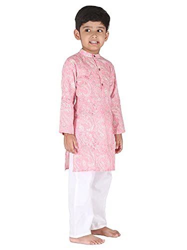 Image of Baby Boys Ethnic Wear | Handloom Cotton Kurta Pajama Set for Festivals | Comfortable & Stylish Traditional Kids Kurta Pyjama Set