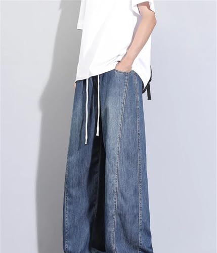 Men Summer Lightweight Wide Leg Denim Pants Thin Outdoor Casual Straight Fit Baggy Trousers4