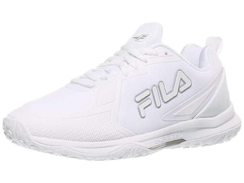 Fila Women's Volley Burst Shoes, White/White/Metallic Silver - 7.5