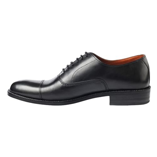 Men's Dress Shoes | Genuine Leather Cap Toe Oxford Shoes Men Lace-Up Comfortable Rubber Sole4