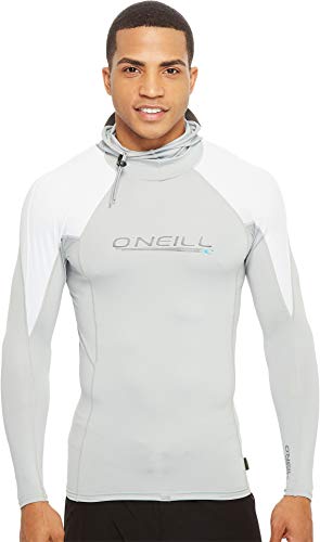 O'Neill Men's Premium Skins O'zone UPF 50+ Long Sleeve Sun Shirt With Hood, Cool Grey/White,Large