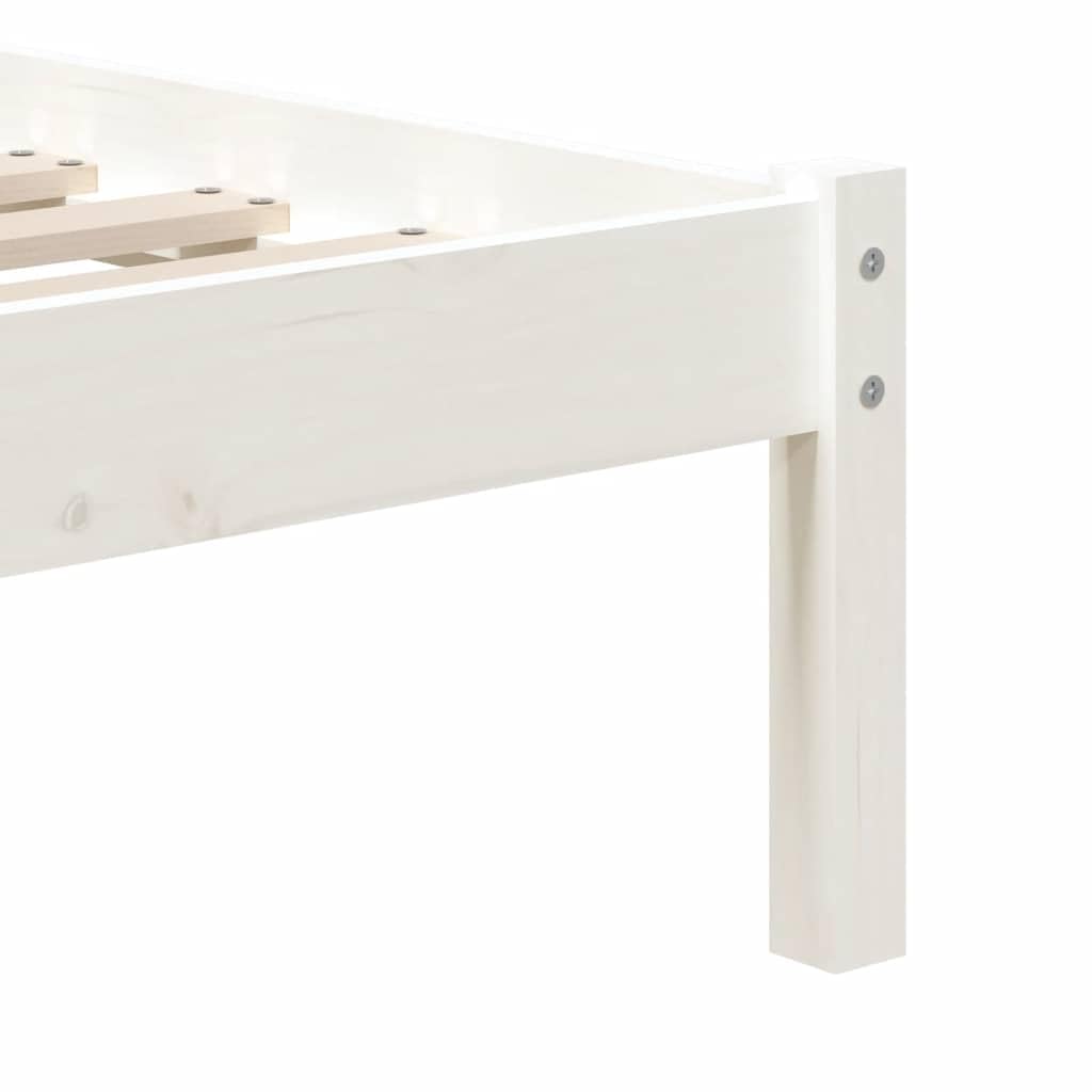 Lite drewno sosnowe z zagłówkiem klasyczny 90x190 cm Biały | Rama łóżka biała 90x190 cm lite drewno sosnowe z zagłówkiem do sypialni