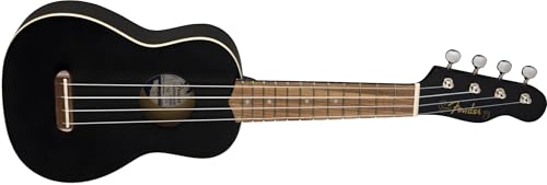 Fender California Coast Venice Ukulele Soprano, Manico A 'C' Confortevole E Facile Da Suonare, Include Lezioni Virtuali Gratuite, Finitura Nera - 2