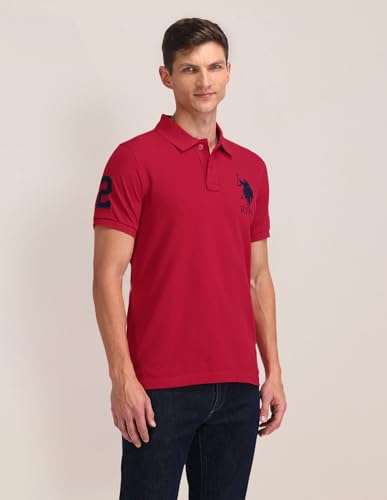 Image of U.S. POLO ASSN. Men's Printed Round Neck Half Sleeve Casual Cotton Regular 1665 T-Shirts (UDTSH2240)