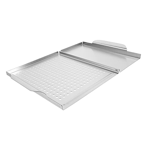 LAPYAPPE Placa de Barbacoa Antiadherente Inoxidable con Mango Parrilla Profesional para Asar Verduras y Carnes para Uso Casa Aire