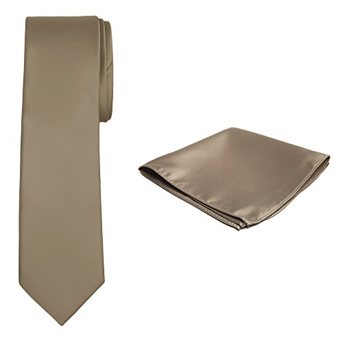 Jacob Alexander Solid Color Men's Tie and Hanky Set - Tan